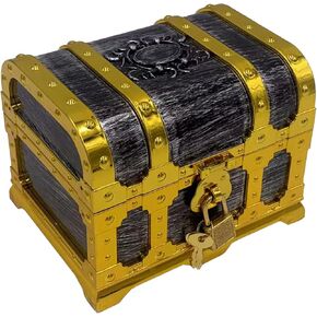 Pirate Treasure Chest for Kids,Vintage Decorative Pirate Chest Storage Box with Lock and Key,Classroom Treasure Box Party Favors Prize Gift