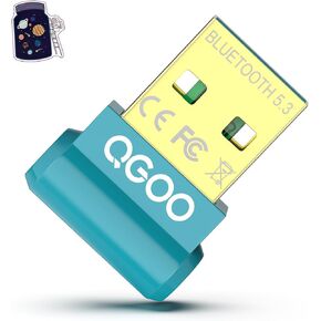 USB Bluetooth Adapter for PC - QGOO Bluetooth Dongle 5.3 EDR, Wireless Bluetooth Receiver for Desktop Computer Laptop Bluetooth Windows 8.1/10/11（green-075）