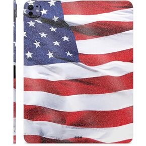 Glossy Glitter Skin Compatible with Apple iPad Pro 13 (M4) 2024 - American Flag - Premium 3M Vinyl Protective Decal Cover - Easy to Apply | Crafted in The USA by MightySkins