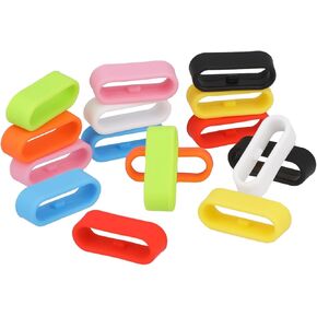 Multi-Color Smart Watch Security Bands, 16 Pack 20mm Silicone Fastener Rings Replacement Watch Band Fastener Secure Loops Rubber Watch Strap Connector Holder Keeper for Smartwatch Accessories