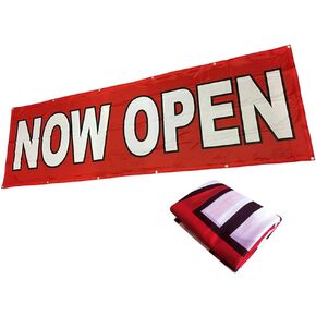 4Less 3x10 Ft Now Open Banner Vinyl Alternative Store Sign (red) Fabric')