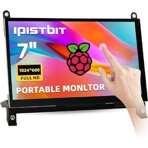 iPitsBit Raspbemry Pi Monitor, 7 Inch LCD Screen 1024x600 for Raspbery Pi 5 4 3B 2B B4,BB Black, Banana Pi, Windov/s 10/8/7. Driver Free