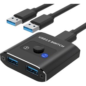 USB 3.0 Switch Selector, Bi-Directional USB Switch 2 in 1 out / 2 in 1 out, USB Switcher 2 Computers Share 1 USB Devices for Printer, Keyboard, Scanner, Mouse, USB Switch Compatible with Mac/Win/Linux