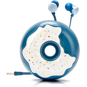 Cute Donut Earbuds for Kids, Kid Size Wired Earbud & in-Ear Headphones with Microphone and Lovely Earphones Storage Case Gifts for School Girls and Boys (Cut Blue)