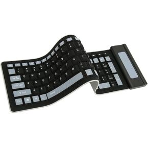 Silicone Keyboard, Foldable Silicone Keyboard Soft Waterproof Rollup Keyboard for PC Laptop Notebook, 103 Keys, Mute Typing, Lightweight (Black)