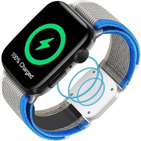 Portable Wireless Charger Bands for Apple Watch Series, 2-in-1 Magnetic Watch Charger and Nylon Sport Loop Band Compatible for iWatch Series Ultra 8 7 6 5 4 3 2 1 SE
