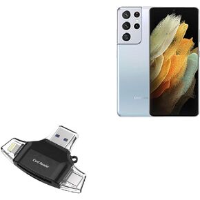 BoxWave Smart Gadget Compatible with Samsung Galaxy S21 Ultra - AllReader SD Card Reader, microSD Card Reader SD Compact USB for Samsung Galaxy S21 Ultra - Jet Black