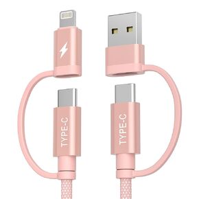 Basesailor 4-in-1 USB C to USB C Cable 10ft,60W Fast Charging Multi Charger Cord with USB-A Adapter/IOS/Type C for iPhone 16 15 14 13 Plus Max,Car Play,Apple iWatch 9 8,MacBook Pro,iPad Air,S24 S23 22