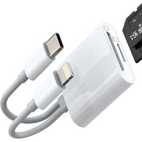 USB C Lightning Male TF SD Card Reader Adapter Accessories for iPhone 15 Pro iPad Camera Memory Viewer for Apple MFI Certified Type C Thunderbolt Flash Drive Compact Flash Multiport Photo Photography