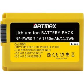 Batmax NP-FW50 Battery Compatible for Sony NEX-3, NEX-3N, NEX-5, NEX-5N, NEX-5R, NEX-5T, NEX-6, NEX-7, NEX-C3, NEX-F3, SLT-A33, SLT-A35, SLT-A37, Alpha 7, a7, Alpha 7R, a7R, Alpha a3000,a5000,a6000