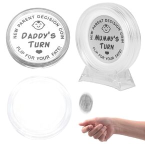 Fun New Parents Decision Coin Comes with Coin Storage Box Funny Gift Yes No Challenge Coin Personalized Baby Gifts First Time to be Moms Dad Gifts（Silver）