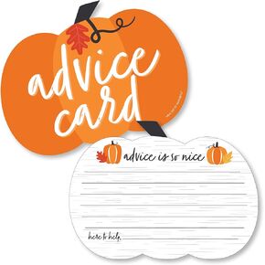 Big Dot of Happiness Fall Pumpkin - Pumpkin Wish Card Halloween or Thanksgiving Baby Shower Activities - Shaped Advice Cards Game - Set of 20