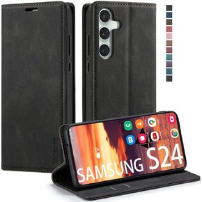Samsung Galaxy S24 5G Case,Samsung Galaxy S24 5G Wallet Case with [RFID Blocking] Card Holder Kickstand Magnetic,Leather Flip Case Wallet for Samsung Galaxy S24 5G 6.2 Inch (Coffee)