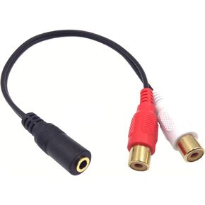 3.5mm to RCA Y Splitter Cable, Haokiang 2 Pack Gold-Plated 3.5mm (1/8") Stereo Female to 2 RCA Female Audio Y Splitter Connector Adapter Cord - 8 Inch (3.5 F-2RCA F)
