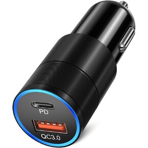USB C Car Charger,Bangfun 36W Dual Port 12V Car Charger USB C Cigarette Lighter Adapter Fast Charging Car Phone Charger Plug for iPhone 15 14 13 12 11 Pro Max, Galaxy S24 S23 S22 S21(Black, A+C) in Saudi Arabia