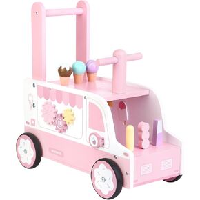 Asweets Wooden Baby Pull and Push Walker with Wheels, Learining Acticity Walker for Boys & Girls, Multiple Activities Center, Develops Motor Skills & Stimulates, 17.3''L x 9.1''W x 18.1''H