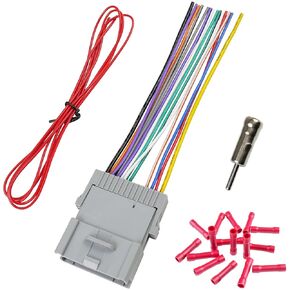 Radio Wiring Harness Antenna Adapter Compatible with Chevrolet Silverado Suburban Avalanche GMC Sierra Savana Buick, 24Pin Car Stereo Wire Harness Kit+Butt Connector