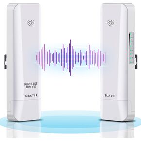 Point to Point/Multipoint, 5.8GHz Outdoor Wireless Bridge with Hotspot, 100/1000Mbps LAN Port. Bridge for Shop, Barn, Garage Building, 5KM Long Distance Pre-configured Set (5KM) (WB510C-2PK)