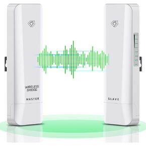 Point to Point/Multipoint, 5.8GHz Outdoor Wireless Bridge to Provide Network Communication for Shop, Barn, Garage Building, 3KM Long Distance Pre-configured Set. (3KM 2-Pack)