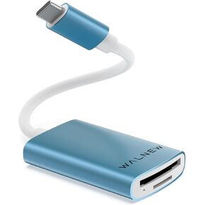 WALNEW USB C Micro SD Card Reader with Dual Slots, USB 3.0 Memory Card Reader for Mac OS,Windows,Android on PC,iPhone 15,iPad,and MacBook,Support SD/SDXC/SDHC/TF/Micro SDHC/UHS-I Cards (Blue)