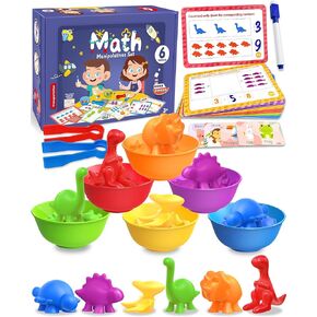 Counting Dinosaurs Montessori Toys for 3 4 5 Years Old Boys Girls, Math Manipulatives Preschool Learning Activities Kindergarten Gifts Sensory Toys for Toddler Ages 2-4, 3-5, 4-8
