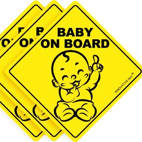 2023 Design- Baby on Board Sticker Sign (3 Pack), Baby Board, Baby car Sticker, Baby car Decal, US Department of Transportation Recommend Color & Shape,Kid Safety, 5"by5" by Innovative Bay