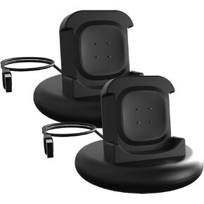 Replacement Charger Compatible with Fitbit Sense 2/Versa 3/Versa 4 Charger Dock Non Slip Cradle Stand 3.3ft/1M Charging Cable Holder for Versa 4 /Sense 2 Smartwatch (Twin Black)
