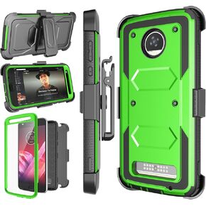 NJJEX Moto Z2 Play Case, for Moto Z2 Force Case, [Nbeck] Shockproof Heavy Duty Built-in Screen Protector Rugged Holster Locking Belt Swivel Clip Kickstand Hard Shell Cover for Moto Z2 Play [Black]