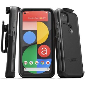 Encased Pixel 5a 5G Belt Clip Case with Screen Protector (RebelShield Series) Heavy Duty Full Body Cover with Holster for Google Pixel 5a 5G (Black)
