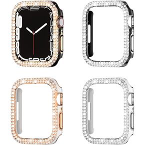 2 Pack Crystal Diamond Bling Cases Compatible with Apple Watch 7 41mm, ANOTCH Anti-Scratch Protective Cover for iwatch Series 7 41 mm Accessories [Without Screen Protector]