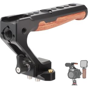 LEFTFOTO Top Handle Quick Release Handgrip with NATO Rail Kit,Wood & Metal Grip with NATO Clamp Compatible with Camera Cage Video Rig Anti-Off Designed