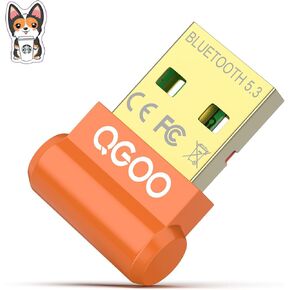 USB Bluetooth Adapter for PC - QGOO Bluetooth Dongle 5.3 EDR, Wireless Bluetooth Receiver for Desktop Computer Laptop Bluetooth Windows 8.1/10/11（orange-017）