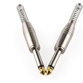 E-outstanding 1/4Inch Audio Plug 2PCS 6.35 mm Straight Spring Audio Stereo Male Mono Plugs Jack Connector Adapter for Speaker Cable Guitar Phono Patch Cable