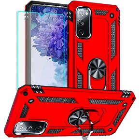 Samsung Galaxy S20 FE Case, Galaxy S20 FE 5G case with HD Screen Protector, Military Grade Protective Cases with Ring for Samsung Galaxy S20 FE 5G (Red)