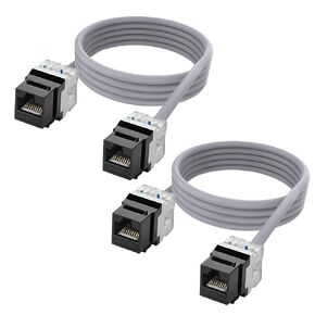 XMSJSIY CAT 6A Keystone Ethernet Extension Cable RJ45 8P8C Keystone Female to Male Connector Network Adapter LAN Cord Internet Wire for Router Modem PC- 1.5M/4.9FT 2PCS