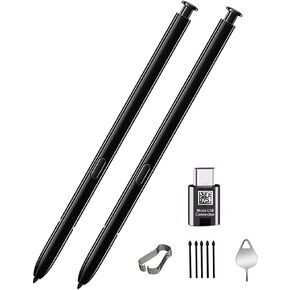 2PCS Galaxy Note 20 Stylus Pen Replacement for Galaxy Note 20 Note 20 Ultra 5G (Without Bluetooth) Stylus Touch S Pen Wite Type-c Adapter+Tips/Nibs+Eject Pin (Black)