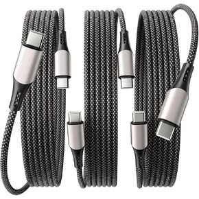 USB C to USB C Cable 6.6ft 3 Pcs, 60W/3A USB C to USB C Fast Charger Cable, Nylon Braided USB C Charger Cable, Type C Charging Cable Compatible with iPhone 15/15 Pro/15 Pro Max, Galaxy S23/S23 Ultra in Kuwait