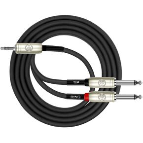 CABLE Y-362PR-06 6 Feet 3.5mm Stereo Plug to Dual 1/4-Inch Mono Plug