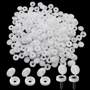 Coshar 150 Pieces Plastic Screw Caps Hinged Screw Cover Caps Fold Screw Snap Covers Washer Flip Tops Screw Cover caps(M4, White)