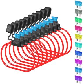 5 قطعة 14AWG فيوز حامل مضمنة ATC/ATO 32 فولت السيارات، مع 50 قطعة منصهر شفرة السيارة القياسي (1A 2A 3A 4A 5A 7.5A 10A 15A 20A 30A) in Kuwait
