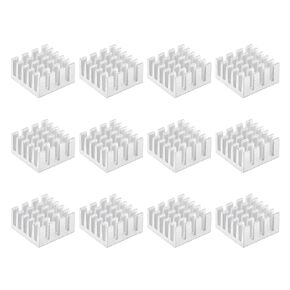 Uxcell 15x15x8mm مشعات إلكترونية حرارية ذاتية اللصق من الألومنيوم 12 قطعة