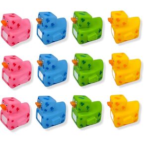 Cool Rubber Ducks (2") Standard Size. (12 Pack) Cute Duck Bath Tub Pool Toys. (Fast Food Rubber Duckies)