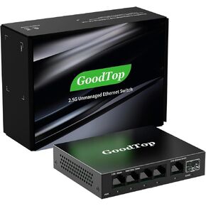 محول إيثرنت غير مُدار بـ 4 منافذ بسرعة 2.5 جيجابت مع 2 × 10 جيجا SFP+، ومنفذ 4 × 2.5 جيجا بايت Base-T متوافق مع 10/100/1000 ميجابت في الثانية، وسعة تحويل 60 جيجابت في الثانية، ومحول شبكة إعداد Homelab متعدد جيجابت بدون مروحة معدنية