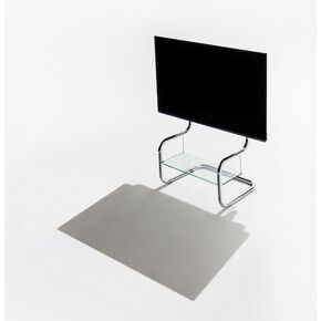 zeitgeist TV Stand Modern Minimalist w/Shelf Floor Stand Metal up to 65 inch for Corner, Living, Studio. Height Adjustable Mount, Portable. w/HDMI, Antenna, Power Cable pre-Installed. Copper