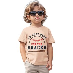 Baseball Shirt for Toddler Boys Girls I'm Just Here for The Snacks Funny Tshirt Kids Short Sleeve Summer Tee Tops