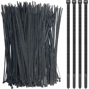 12 Inch Zip Cable Ties, 1000 Pack Self-Locking Nylon Cable Wire Ties, 40 LBS Tensile Strength Cable Ties Straps for Home Office Garden Workshop (Black)