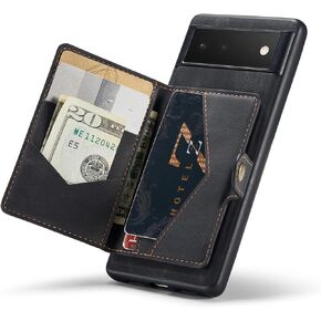 HXY Case for Google Pixel 6 Pro, Detachable Magnetic Wallet Credit Card Slot Case Cover Support Wireless Charging Compatible with Google Pixel 6 Pro (Black)