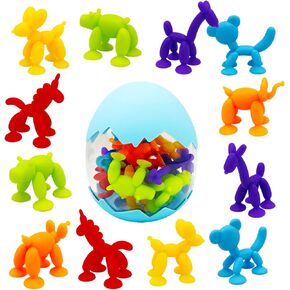Suction Letters Bath Toys with Storage, 38 PCS Bath Toys for Kids Ages 4-8, Sensory, Window and Travel Toy, Montessori Gift for 3 4 5 6 7 Years Old Boys Girls (Dinosaur)