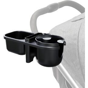 Yuehuam 3 in 1 Stroller Cup Holder with Snack Tray and Phone Holder Universal Bottle Holder Rotating, Suitable for Baby Strollers, Wheelchair, Walker, Shopping Carts, Bike, Scooter