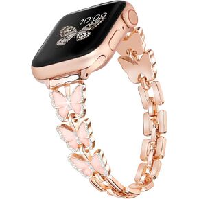 سوار فراشة wipalor لأساور ساعات Apple مقاس 41 مم 40 مم 38 مم للنساء، أساور معدنية أنيقة iWatch مقاس 40 مم للسيدات، حزام لطيف مصمم لساعة Apple Watch Band Series 9 SE Series 8 7 6 5 4 3 2 1-ذهبي وردي in Saudi Arabia